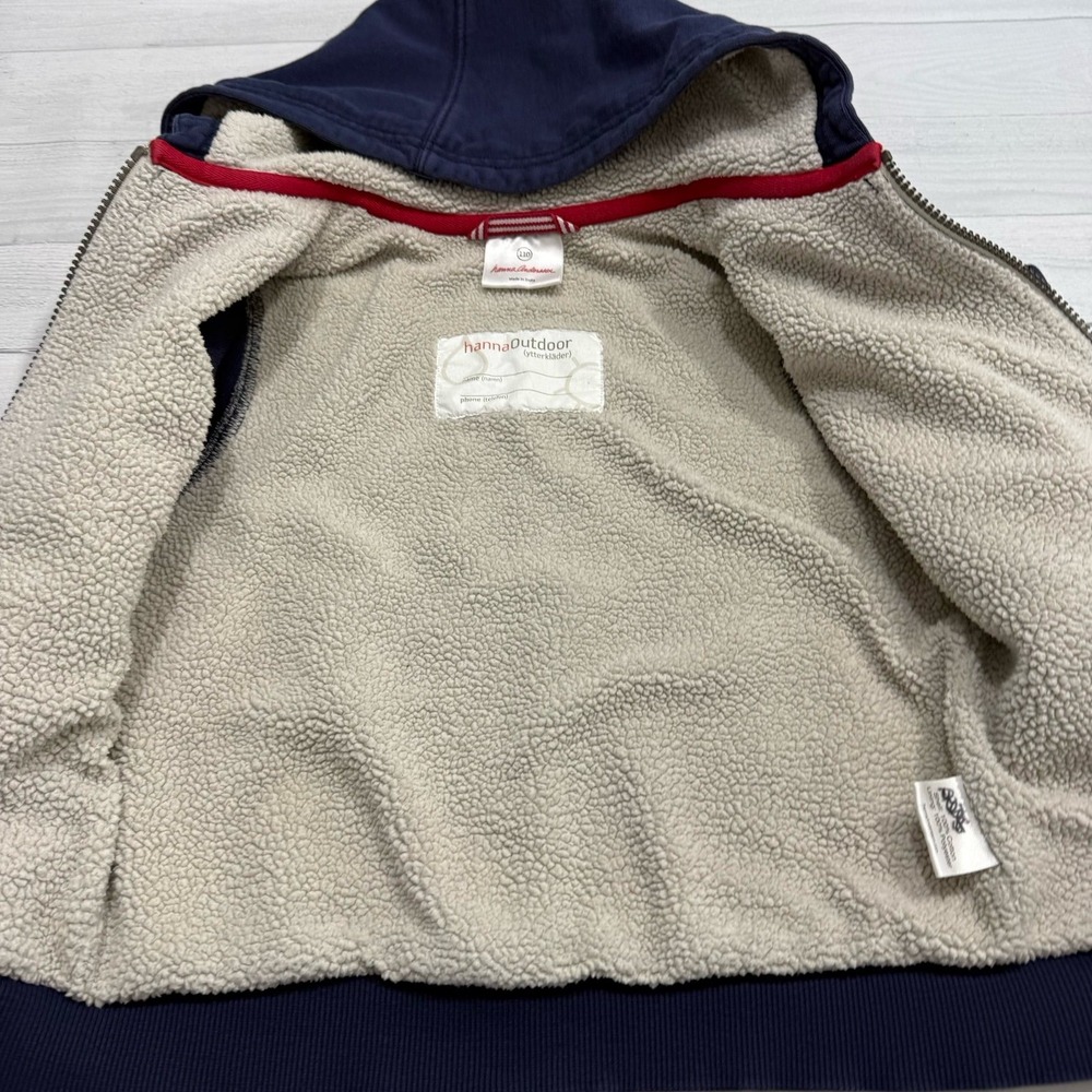 Hanna Andersson kids navy blue Sherpa lined zip up jacket 110/5 - Picture 8 of 9